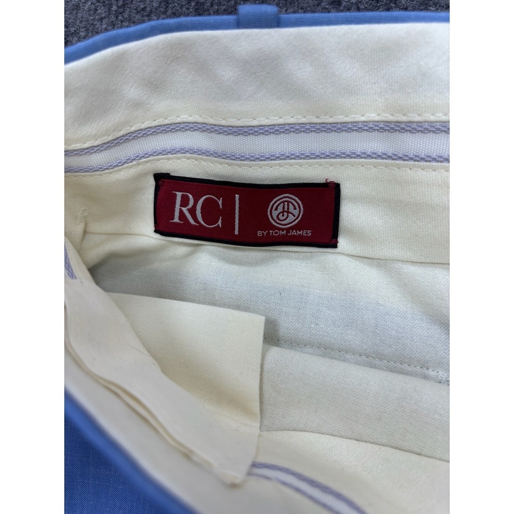 RC by Tom James Mens Size 37 Light Blue Textured Flat Front Tailored Shorts Top - Picture 4 of 5
